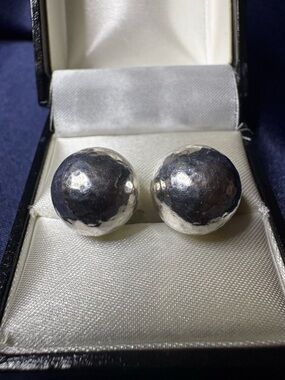 Earrings Sterling Silver Hammered Ball Stud Earrings Bold Statement 6 grams
